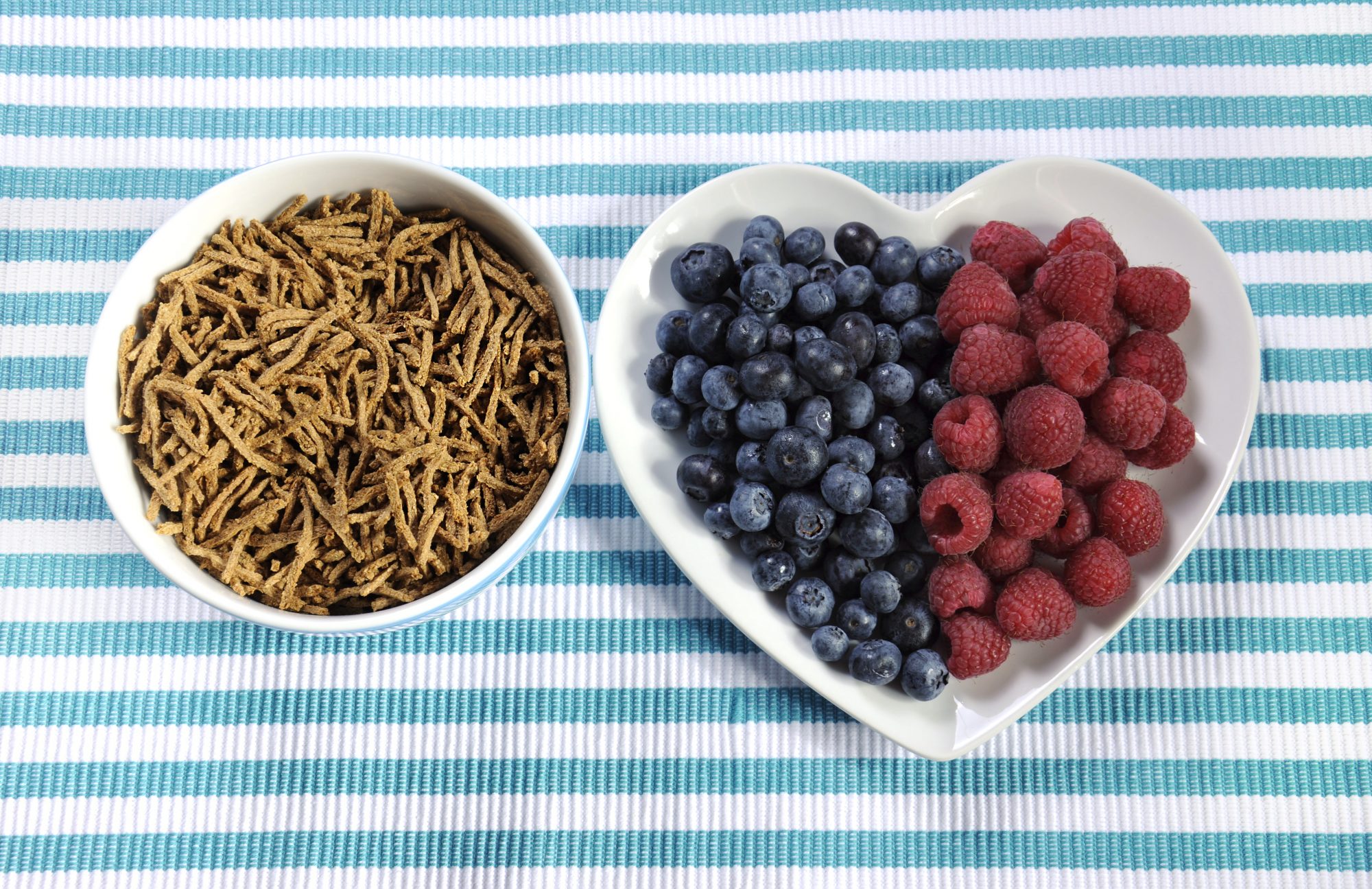 Healthy diet high dietary fiber breakfast bran and berries