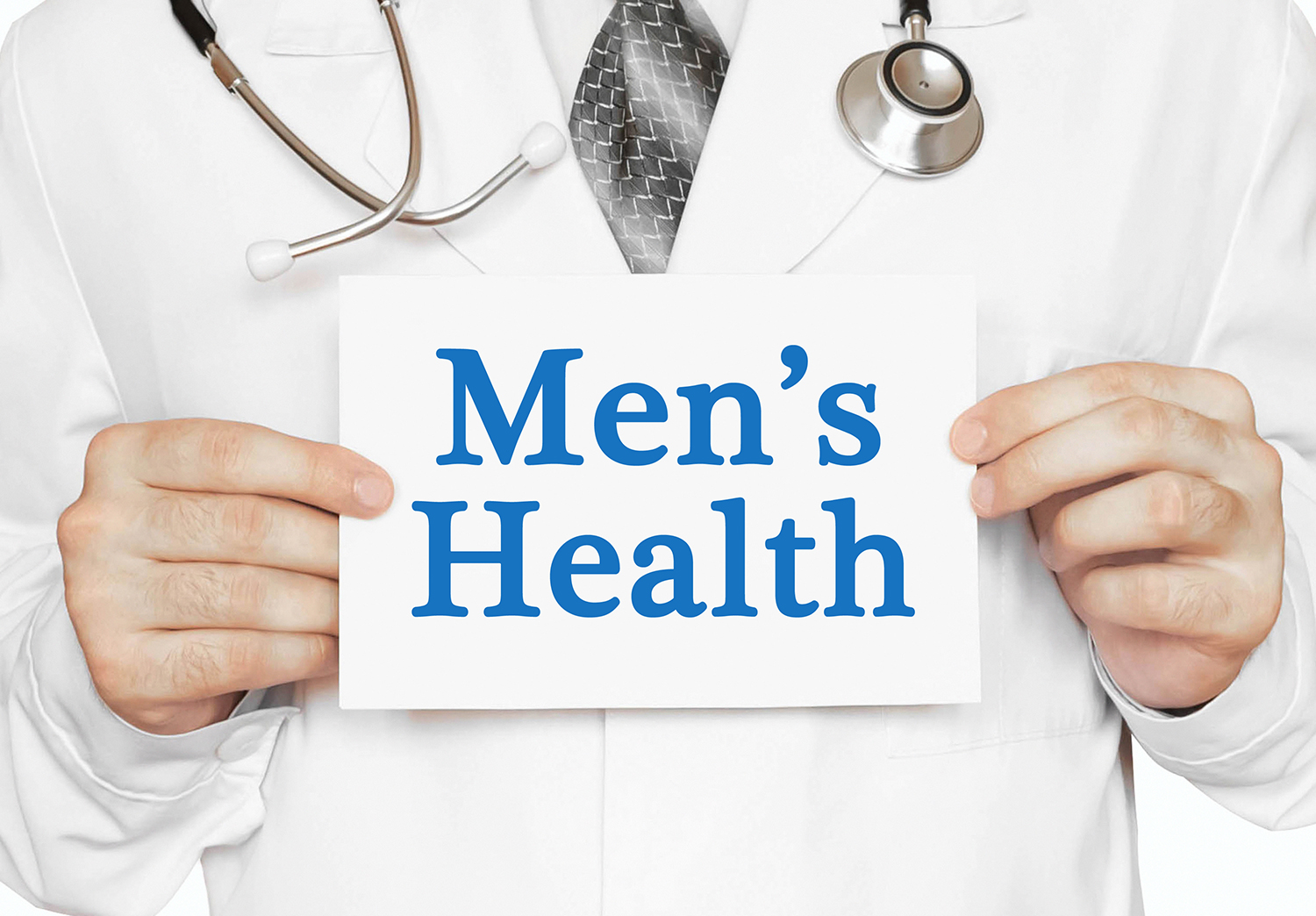 Men’s Health card in hands of Medical Doctor