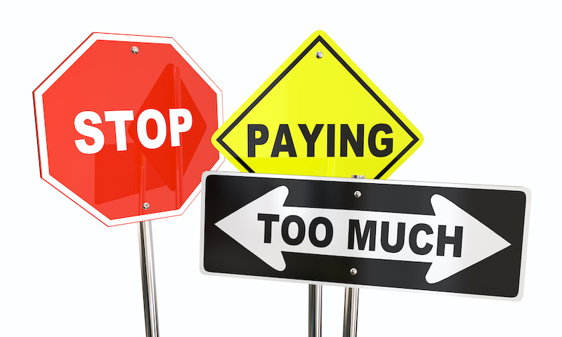 Stop Paying Too Much Money Signs Save Sale Deal 3d Illustration