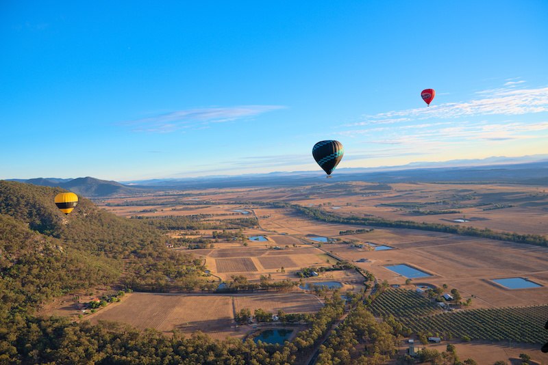 Hot air balloons over the hunter valley